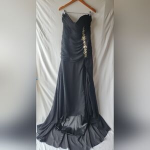 Long strapless rushed and beaded Formal Dress Size Medium
